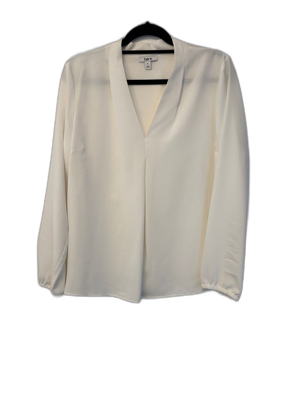 Bar III Ivory Split Neck Long Sleeve Blouse Size XL Lightweight Pullover Top